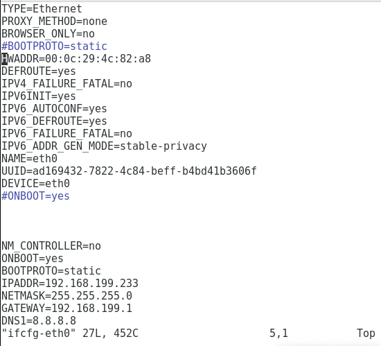 vim ifcfg-eth0 